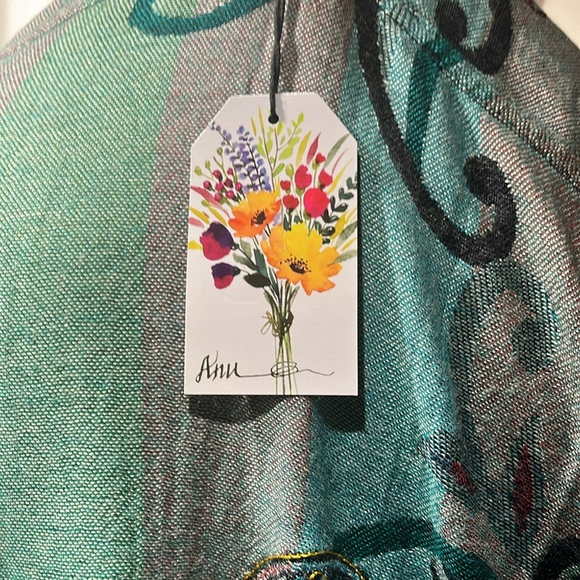 Small medium new with tags kimono in Mallard teal colored, saffron silk - Picture 6 of 8